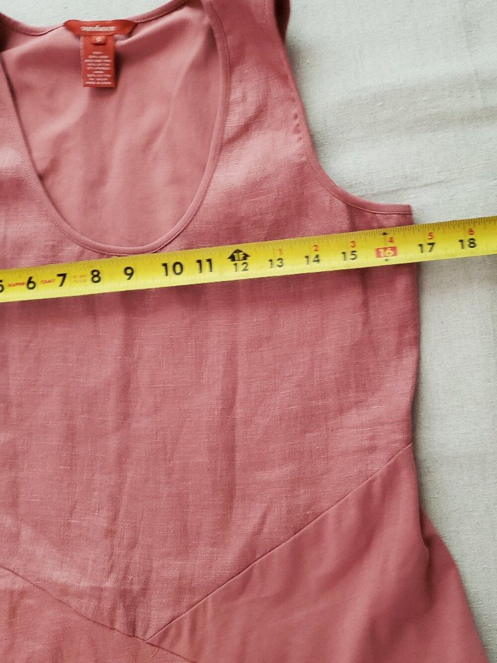 Sundance Women Sz S Dress 100% Linen Asymmetrical Layered Sleeveless Blush Pink - Picture 4 of 12
